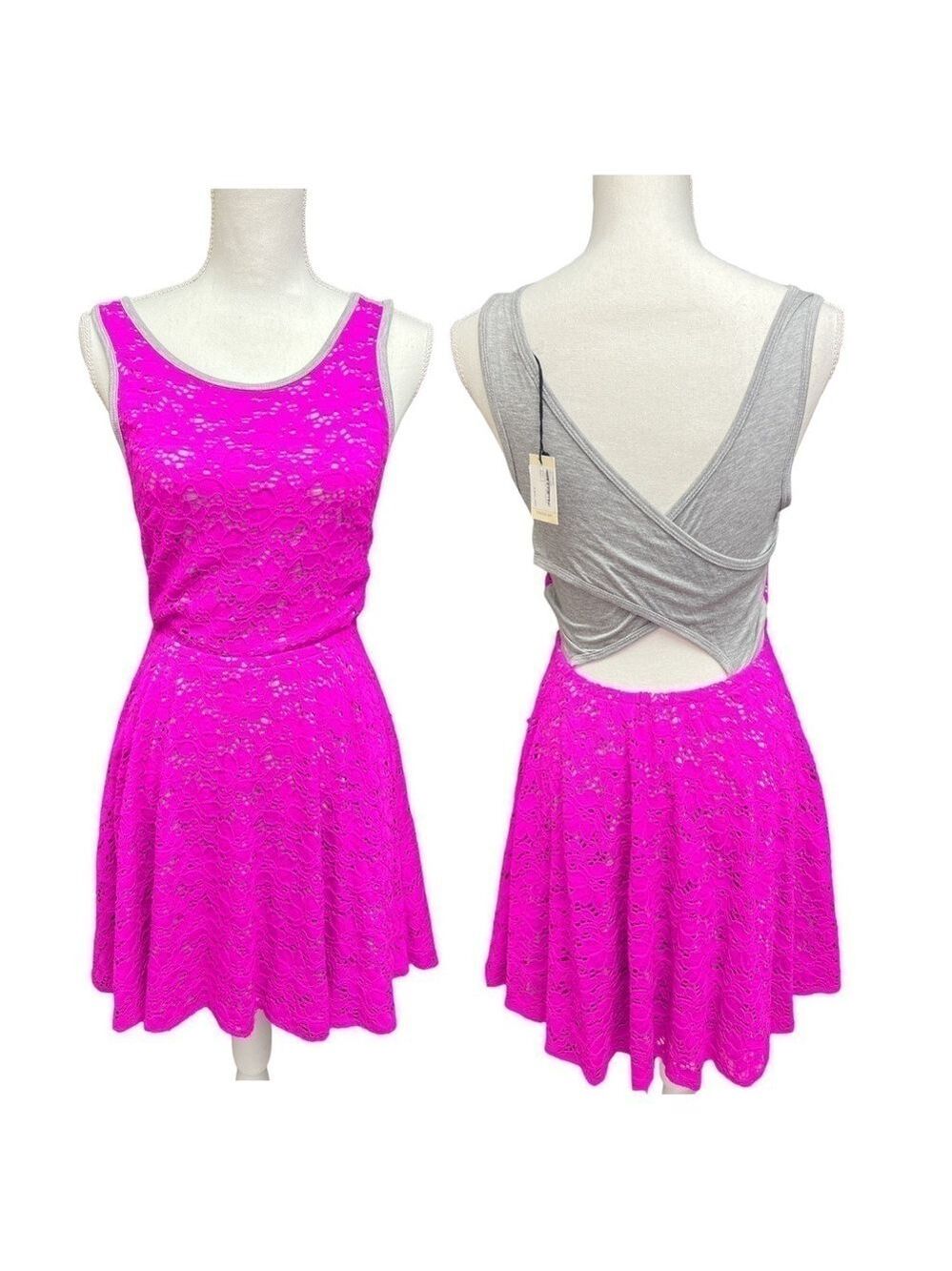 Trina Turk Crestline Lace & Jersey Fit & Flare Mini Dress Size Small